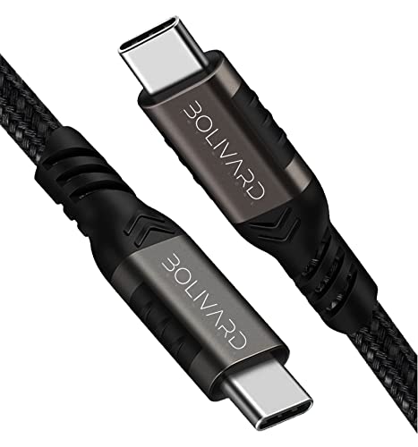 Bolivard USB C to USB C (3.2 Gen) (0.7ft) (100W, 20V, 5A) PD Fast Charging, (20Gbps) Data Transfer, (4K) Video Output, for Charging iPhone 15 Models & Devices with USB-C Input, Black