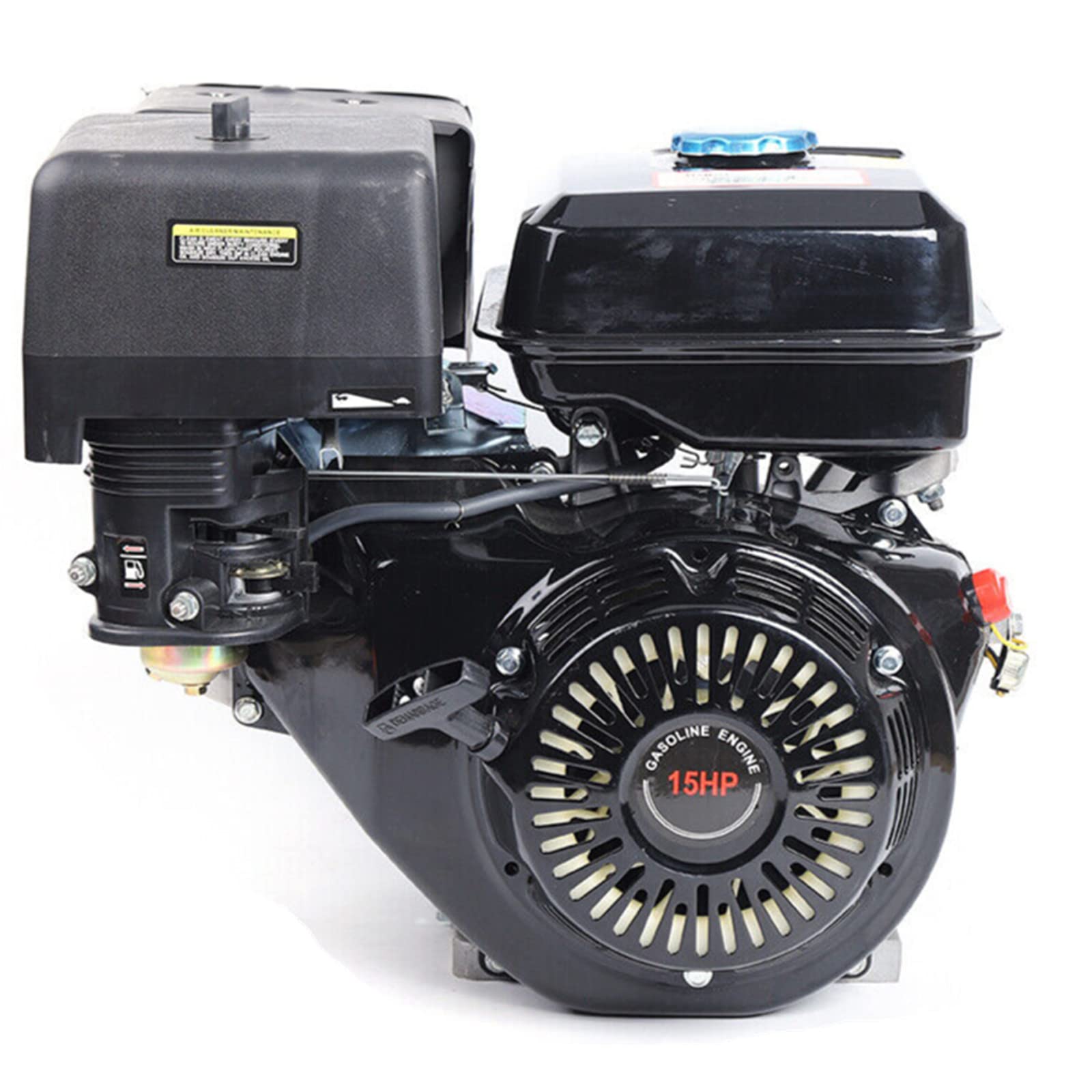 BJTDLLX Gas Engine, 4 Stroke 15HP 420CC Gas Engine Motor, 9Kw 3600Rpm OHV Gasoline Motor Single Cylinder Air Cooling Engine Motor for Water Pumps Vibrators Generators, 6.5L Large Fuel Tank -Black