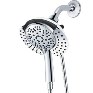 rain shower head with handheld, high pressure 9-setting hand held shower and rainfall shower head separately or together, nuodan 3-way waterfall shower combo with stainless steel hose, chrome