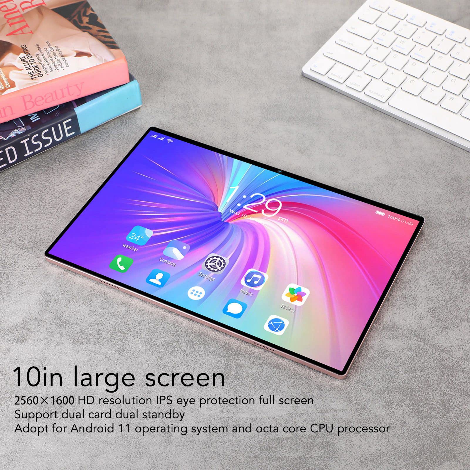 10in Tablet Gaming Tablet,4G Call Tablet for Android11, 6GB 128GB RAM,Front 800w Rear 2000w,Portable Tablet for Kids Friends