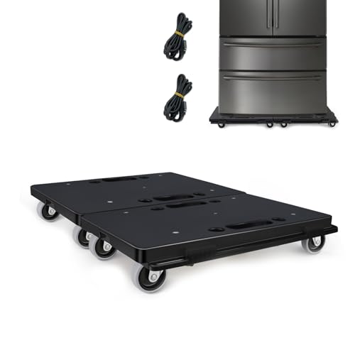 Uholan Flatbed Dolly Can Connected Two Pcs One Set Household Portable Mobile Dolly Infinite Rotary Flat Handtruck Mobile Furniture Load 220lb Black ，Grey Wheel (Grey Wheel)