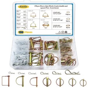 hitch pins clip pins 190pcs, linch and pto pins for trailers tractors trucks towing mowing, farm equipment, snow plows, lawnmowers garage, heavy duty trailers accessories tractor attachments