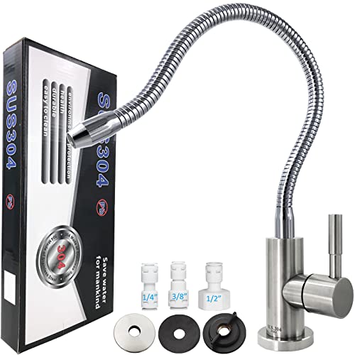 2024 Lead-Free Drinking Water Faucet with Flexible Gooseneck, SUS304 Stainless Steel Beverage Kitchen Water Filter Faucet Fits Most Water Purifier Filter Filtration Systems or Reverse Osmosis Units