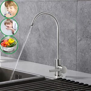 Drinking Water Faucet 100% Lead-Free Kitchen Water Filter Faucet Stainless Steel Cold Water Bar Sink Faucet for Water Purifier Filter Filtration System, 1/4-inch Tube, Brushed Finish