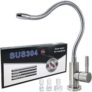 2023 lead-free drinking water faucet with flexible gooseneck, sus304 stainless steel beverage kitchen water filter faucet fits most water purifier filter filtration systems or reverse osmosis units