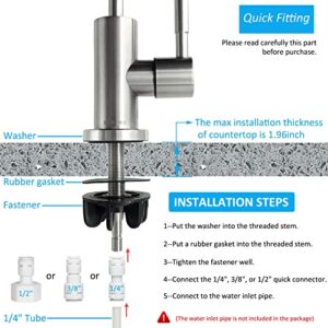 2023 Lead-Free Drinking Water Faucet with Flexible Gooseneck, SUS304 Stainless Steel Beverage Kitchen Water Filter Faucet Fits Most Water Purifier Filter Filtration Systems or Reverse Osmosis Units