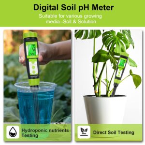 YINMIK Digital Soil pH Meter for Gardeners, Soil Direct pH Tester for Plant Care, Measure pH of Solution Potting Soil Growing Media,Great for Indoor,Greenhouse,Outdoor,Garden, Lawn, Farming, Yard Use