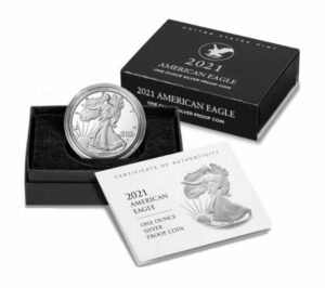 2021 w silver eagle proof type 2 with box and coa 21ean $1 us mint proof
