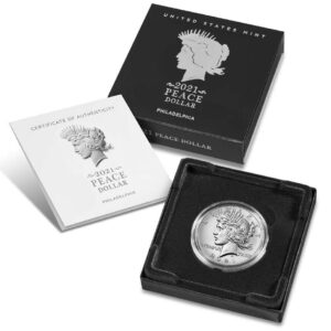 2021 No Mint Mark 2021 Peace Dollar 21 XH Low MIntage With Box and COA $1 US Mint Mint State