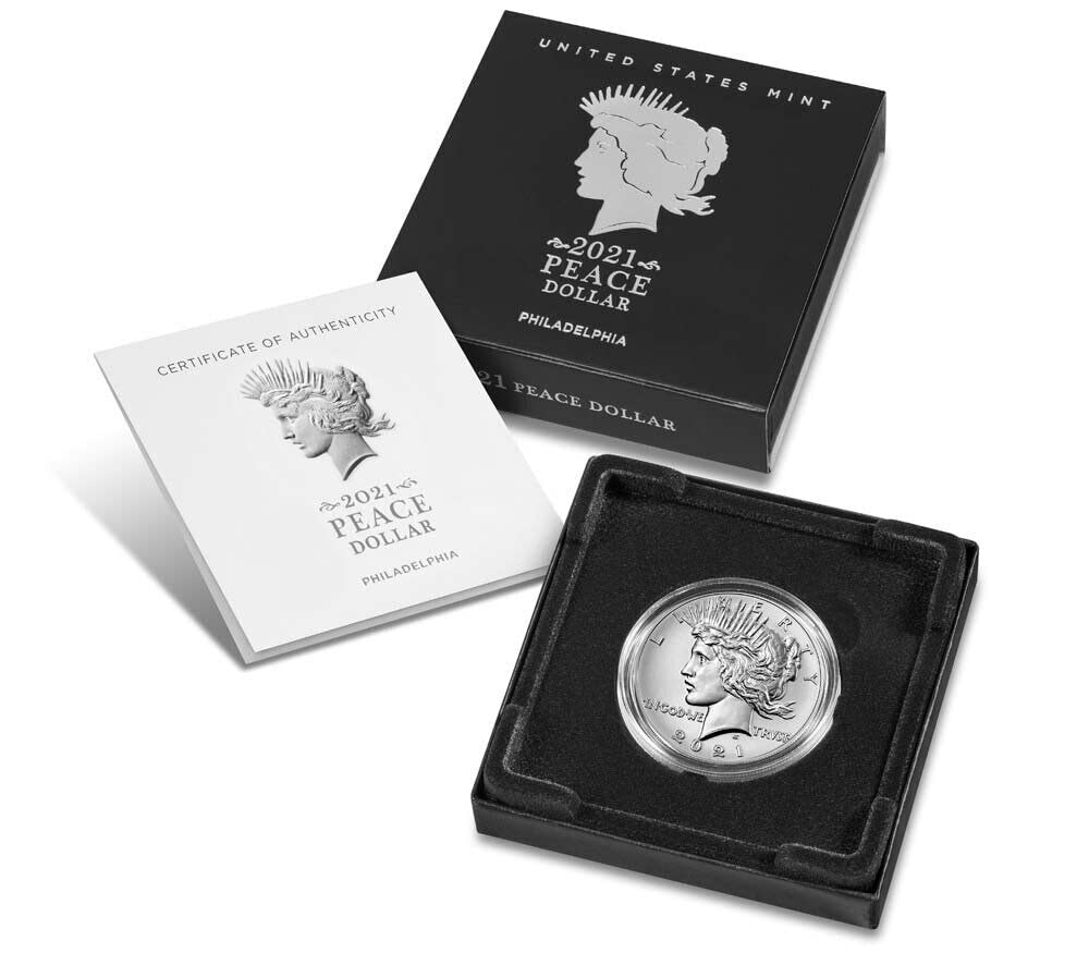 2021 No Mint Mark 2021 Peace Dollar 21 XH Low MIntage With Box and COA $1 US Mint Mint State