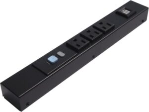 12” 3-outlet hardwired power strip, alci, usb