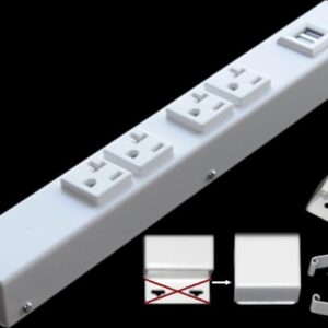 12” Hardwired Power Strip (NO Power Cord), 4 (NEMA 5-20R) Vertical Outlets (NOT Tamper Resistant), NO Ears (mounting tabs on Both Ends), 20 Amp, USB, White