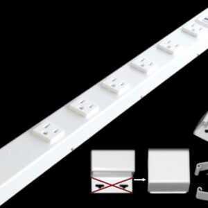 24” Hardwired Power Strip, 6 Vertical Outlets (NOT Tamper Resistant), NO Ears (Without mounting tabs), 15A (NOT a 20 Amp Unit), with USB, White