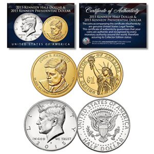 john f kennedy 2-coin set 2015 jfk presidential $1 coin & 2015 jfk half dollar - philadelphia mint
