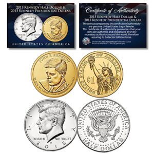 John F Kennedy 2-Coin Set 2015 JFK Presidential $1 Coin & 2015 JFK Half Dollar - Philadelphia Mint