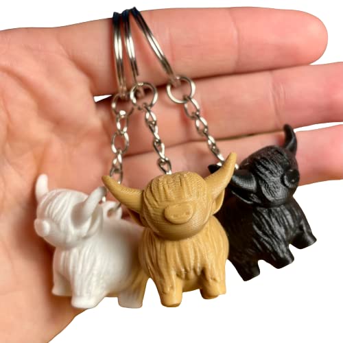 Sands3D Highland Cow Keychain, Cow Print Car Accessories, Cow Print Keychain, Cow Accessories, Cow Car Accessories, Highland Cow Decor, Cow Gifts, Highland Cow gifts, Cow Print Stuff, Cute Keychains