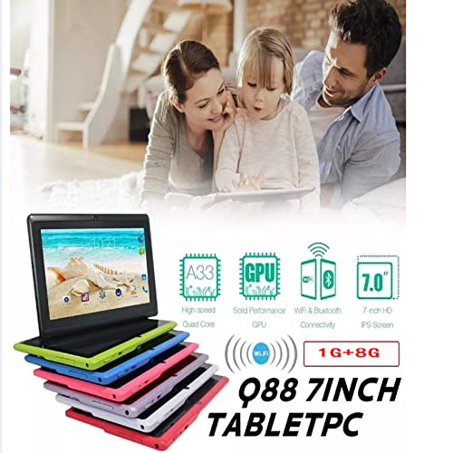 Tablet Laptop, 7" Android 4.4 Duad Core Tablet PC 1GB+8GB Dual Camera WiFi Bluetooth, Supports SIM Communication Function, for Family Children (Black)