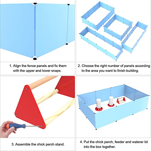 Baby Chicken Supplies, Chicken Brooder Box for Chick Starter Kit with Chick Perch Feeder and Waterer, 4-in-1 Bundles of Home Poultry Essential for Baby Chick, Duck and Quail