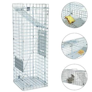 2 Pack Humane Cat Trap for Stray Cats 24"x8"x7" Live Animal Trap Live Traps for Cats Racoon Possum Rabbit Squirrel Mouse Small Animal Trap Outdoor Indoor Collapsible Steel Humane Release Animal Cage