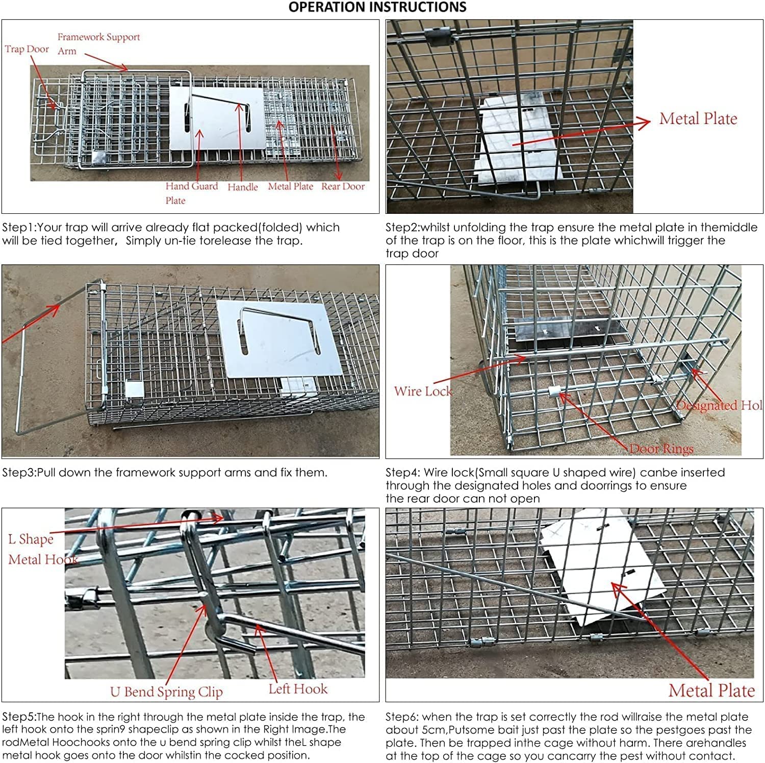 2 Pack Humane Cat Trap for Stray Cats 24"x8"x7" Live Animal Trap Live Traps for Cats Racoon Possum Rabbit Squirrel Mouse Small Animal Trap Outdoor Indoor Collapsible Steel Humane Release Animal Cage