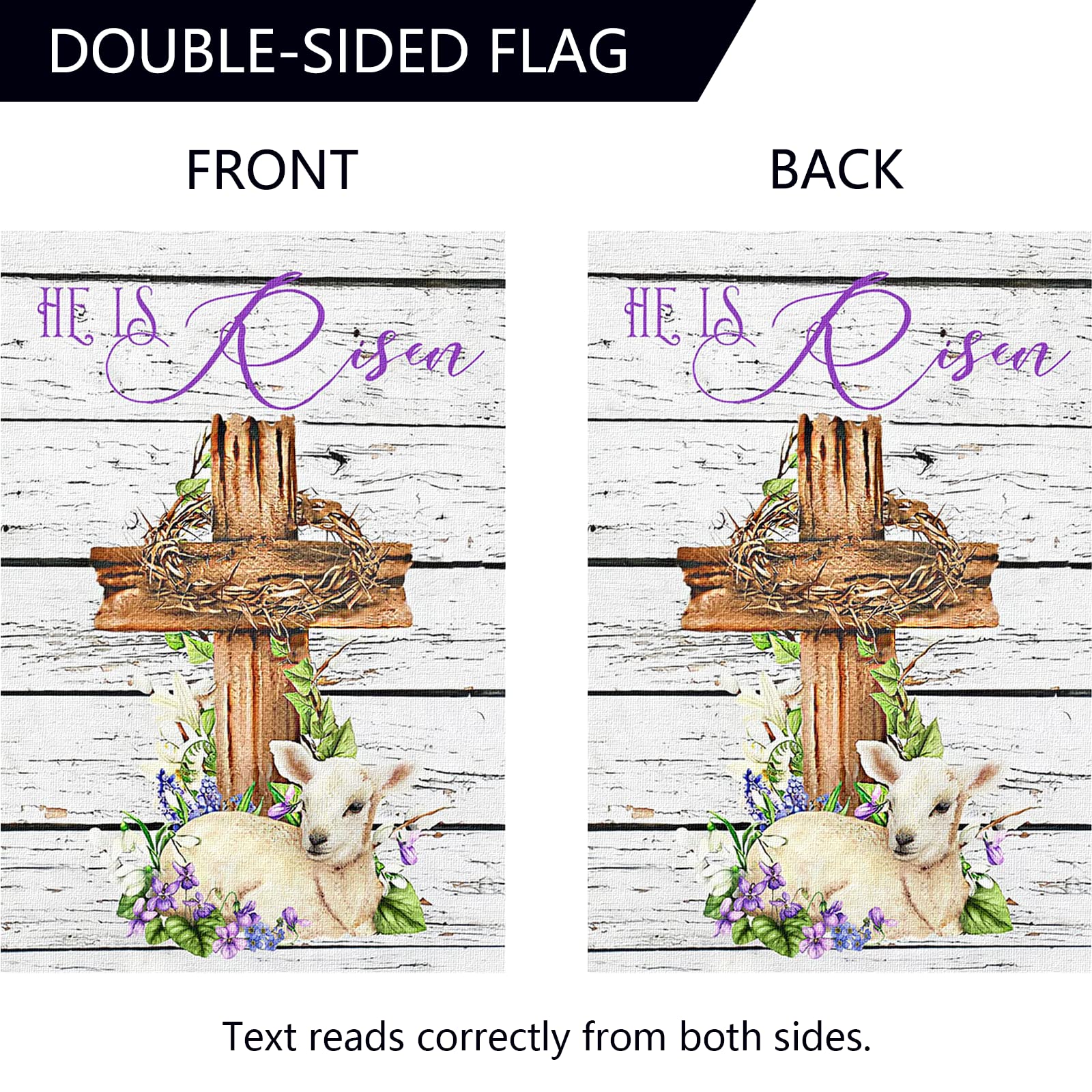 Surfapans He is Risen Easter House Flag 28x40 Inch Double Sided Outside Burlap Large Outdoor Easter Cross Spring Yard Flags Porch Home Holiday Decoration