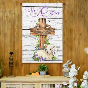 Surfapans He is Risen Easter House Flag 28x40 Inch Double Sided Outside Burlap Large Outdoor Easter Cross Spring Yard Flags Porch Home Holiday Decoration