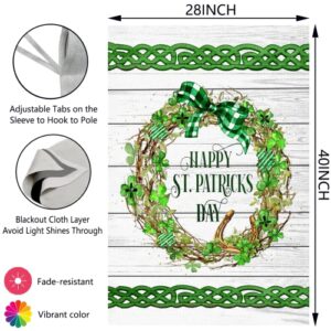 Surfapans Happy St Patricks Day Wreath House Flag 28x40 Inch Double Sided Outside Burlap Large Outdoor Yard Flags Porch Home Farmhouse Decoration
