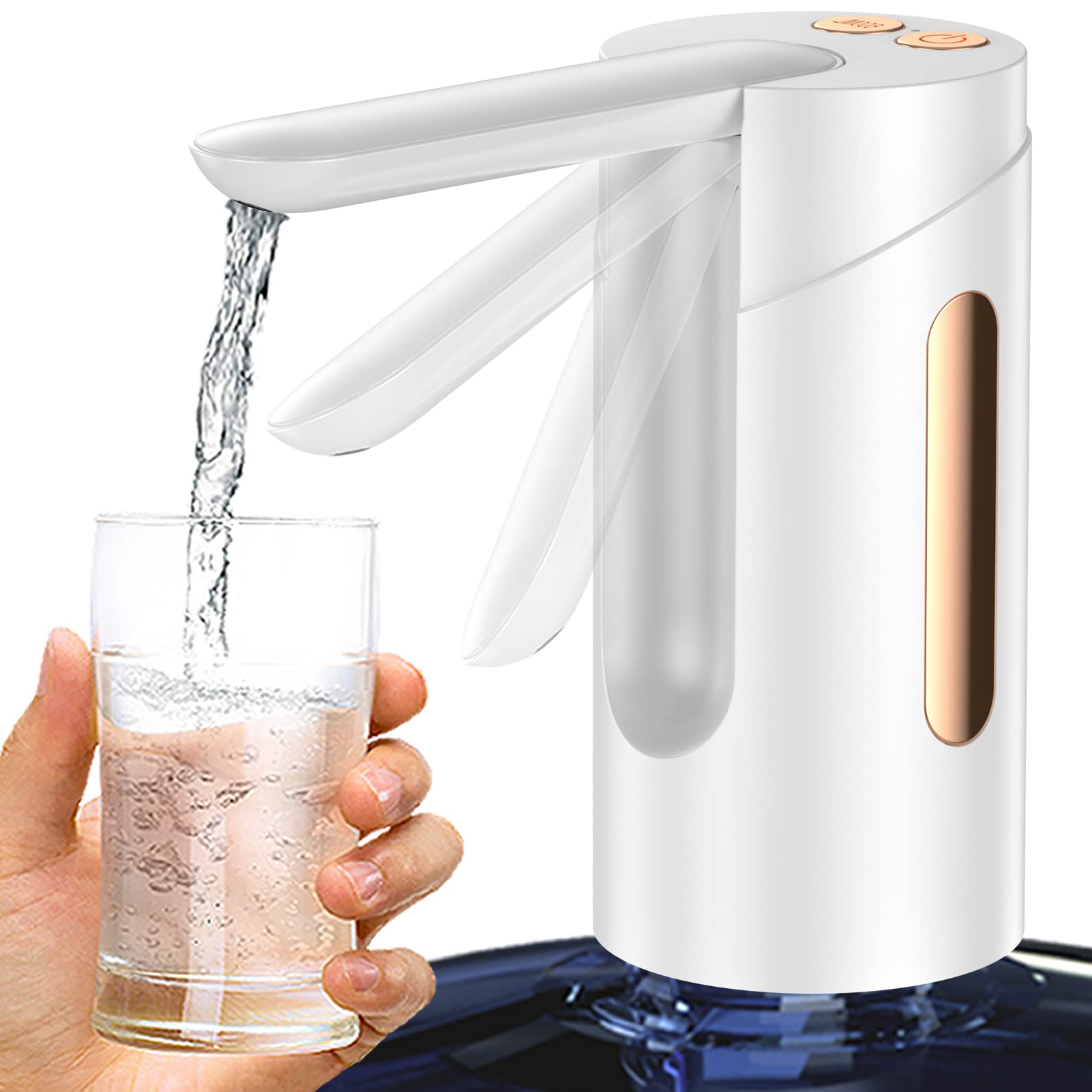 Water Bottle Dispenser for 2-5 Gallon Bottle, Foldable Automatic Water Dispenser, Universal Portable Electric Water Bottle Pump for 5 Gallon, Type-C USB Charging Drinking Water Pump for Home, Outdoor