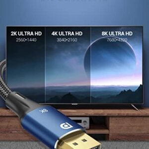 VENTION 8K DisplayPort Cable 1.4 3FT, Display Port Cable 144hz Ultra High Speed 32.4Gbps, 8K@60Hz 4K@144Hz 2K@165Hz HDR HBR3 DP Monitor Cable for Laptop PC TV Gaming Monitor