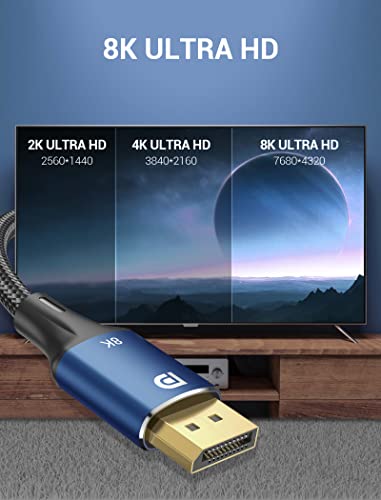 VENTION 8K DisplayPort Cable 1.4 3FT, Display Port Cable 144hz Ultra High Speed 32.4Gbps, 8K@60Hz 4K@144Hz 2K@165Hz HDR HBR3 DP Monitor Cable for Laptop PC TV Gaming Monitor