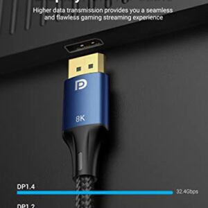 VENTION 8K DisplayPort Cable 1.4 3FT, Display Port Cable 144hz Ultra High Speed 32.4Gbps, 8K@60Hz 4K@144Hz 2K@165Hz HDR HBR3 DP Monitor Cable for Laptop PC TV Gaming Monitor