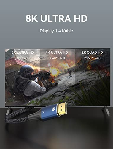 VENTION 8K DisplayPort Cable 1.4 3FT, Display Port Cable 144hz Ultra High Speed 32.4Gbps, 8K@60Hz 4K@144Hz 2K@165Hz HDR HBR3 DP Monitor Cable for Laptop PC TV Gaming Monitor