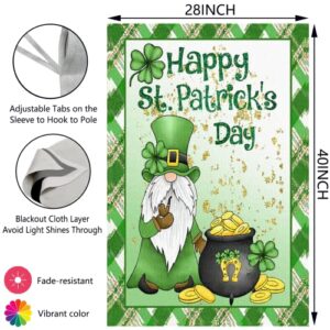 Surfapans Happy St Patricks Day Gnome House Flag 28x40 Inch Double Sided Outside Burlap Green Shamrock Clover Gold Coin Large Outdoor Yard Flags Porch Home Farmhouse Decoration