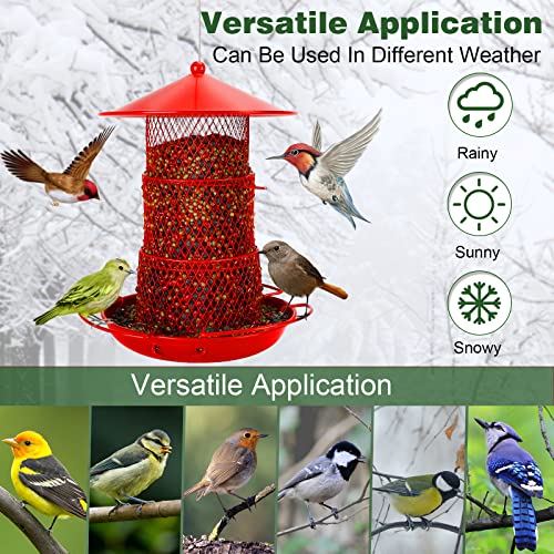 Bird Feeders for Outdoors Hanging, Retractable Metal Squirrel Proof Bird Feeders,3 Tier Large 6.6LB Capacity Wild Bird Feeders for Outside Garden Cardinal, Finch, Sparrow, Blue Jay