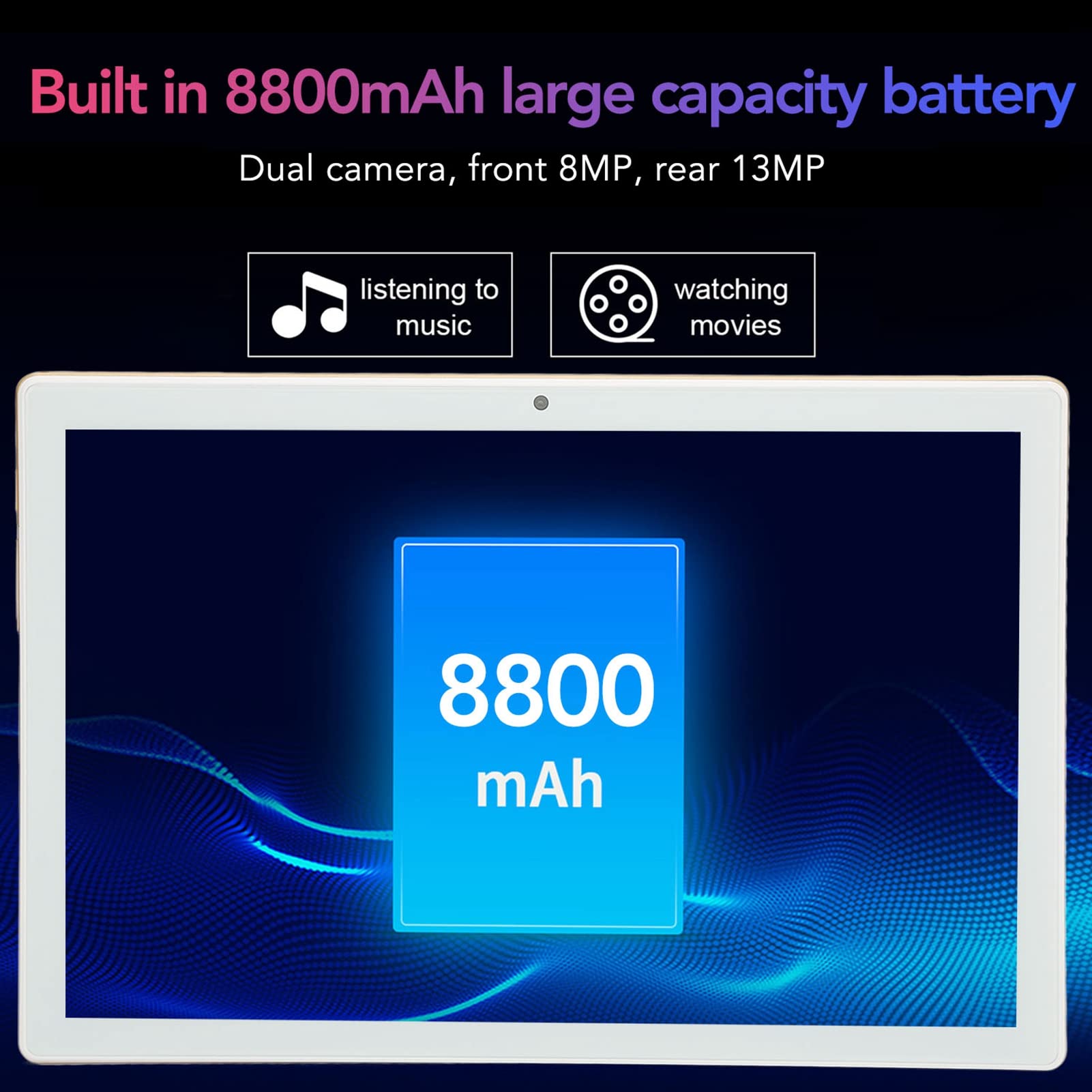 Septpenta 10in Tablet for Android 11, 4G RAM 8GB ROM, Octa Core CPU Processor, Front 8MP Rear 13MP, 1920X1200 HD IPS Display, 8800mAh Battery Gaming Tablet for Adults and Kids(USA)