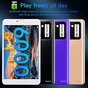Septpenta 7in Tablet, 1200X1920 HD IPS Display Screen 4G 32G 2.4G WiFi BT 5.0 Calling Tablet, 6000mAh Type C 2MP Front 5MP Rear Double Anti Blue Light Design for Android 10 100‑240V(USA)