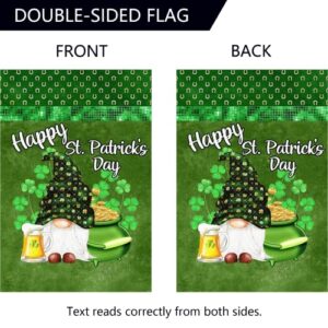 Surfapans Happy St Patricks Day Gnome House Flag 28x40 Inch Double Sided Green Shamrock Clover Outside Burlap Gold Coin Beer Large Outdoor Yard Flags Porch Home Farmhouse Decoration