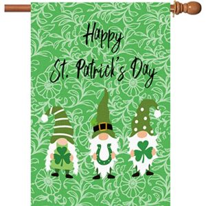 surfapans happy st patricks day house flag 28x40 inch double sided outside burlap gnome green shamrock clover large outdoor yard flags porch home farmhouse decoration