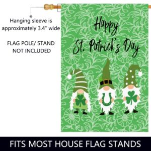 Surfapans Happy St Patricks Day House Flag 28x40 Inch Double Sided Outside Burlap Gnome Green Shamrock Clover Large Outdoor Yard Flags Porch Home Farmhouse Decoration