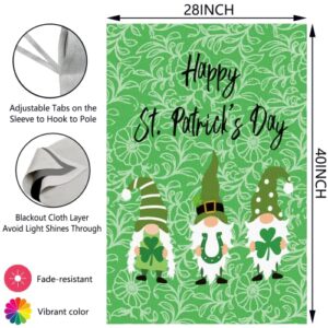 Surfapans Happy St Patricks Day House Flag 28x40 Inch Double Sided Outside Burlap Gnome Green Shamrock Clover Large Outdoor Yard Flags Porch Home Farmhouse Decoration