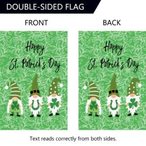 Surfapans Happy St Patricks Day House Flag 28x40 Inch Double Sided Outside Burlap Gnome Green Shamrock Clover Large Outdoor Yard Flags Porch Home Farmhouse Decoration