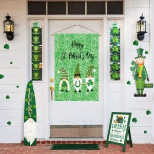 Surfapans Happy St Patricks Day House Flag 28x40 Inch Double Sided Outside Burlap Gnome Green Shamrock Clover Large Outdoor Yard Flags Porch Home Farmhouse Decoration