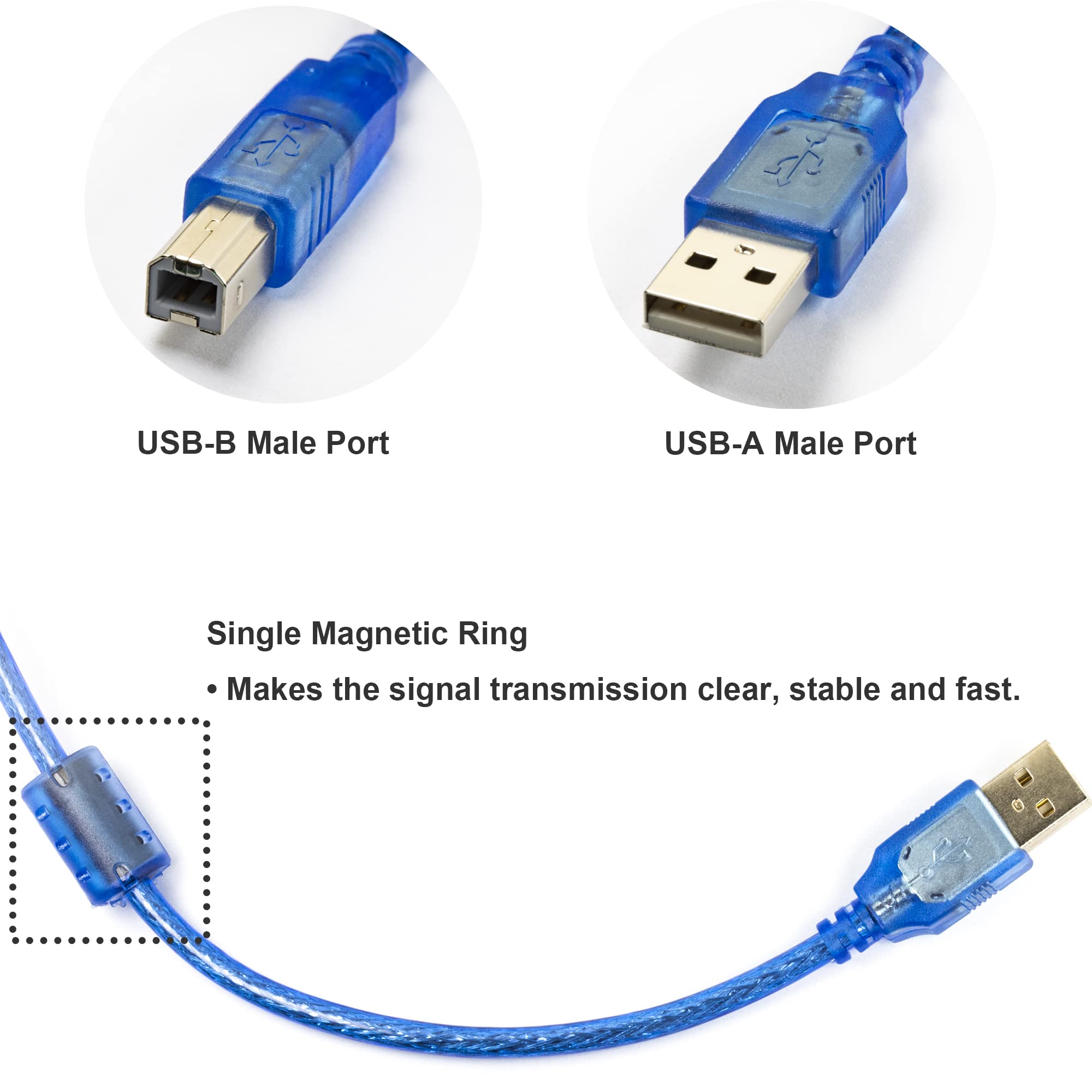 naughtystarts 2pcs USB Data Sync Cable for Arduino UNO R3 Board ATMEGA328P MEGA2560 About 1.5M / 4.9FT Long