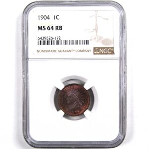 1904 indian head cent ms 64 rb ngc penny 1c uncirculated sku:i3092