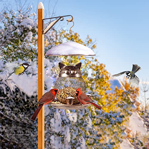 LBTING Bird Feeder for Outside, Squirrel Proof Metal Wild Bird Feeder Decoration for Hanging Outside Garden Yard, Cute Cat-Shaped