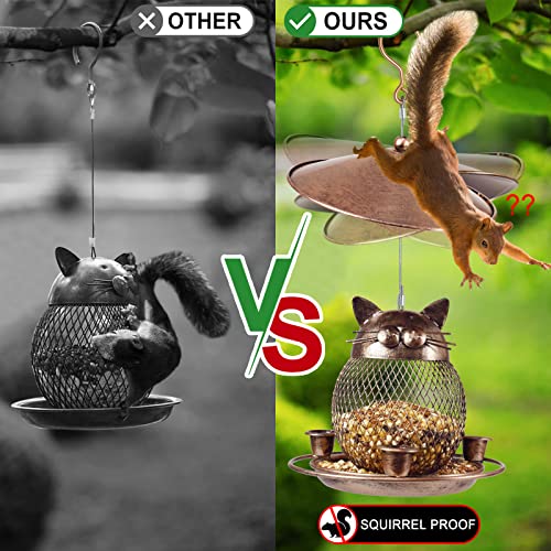 LBTING Bird Feeder for Outside, Squirrel Proof Metal Wild Bird Feeder Decoration for Hanging Outside Garden Yard, Cute Cat-Shaped
