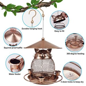 LBTING Bird Feeder for Outside, Squirrel Proof Metal Wild Bird Feeder Decoration for Hanging Outside Garden Yard, Cute Cat-Shaped