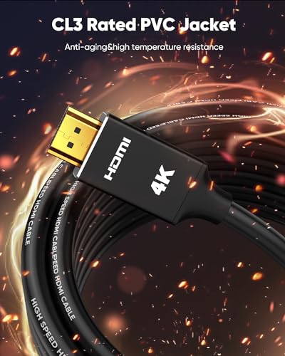 Capshi Fiber Optic Hdmi Cable 150ft/45M | 4K in-Wall CL3 Rated Long HDMI Cable 2.0 Support HDR10 8/10bit 18Gbps HDCP2.2 ARC | High Speed HD Shielded Cord Compatible with Roku TV/Laptop/PC/HDTV