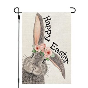 crowned beauty happy easter bunny garden flag 12x18 inch double sided for outside small burlap yard holiday flag
