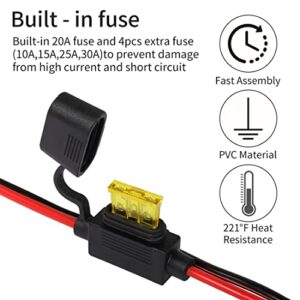 YACSEJAO SAE Spliiter Extension Cable 16AWG 2FT/60CM 1 to 2 SAE Connector Power Charger Adapter with 20A Protection Fuse and SAE Polarity Reverse Connector